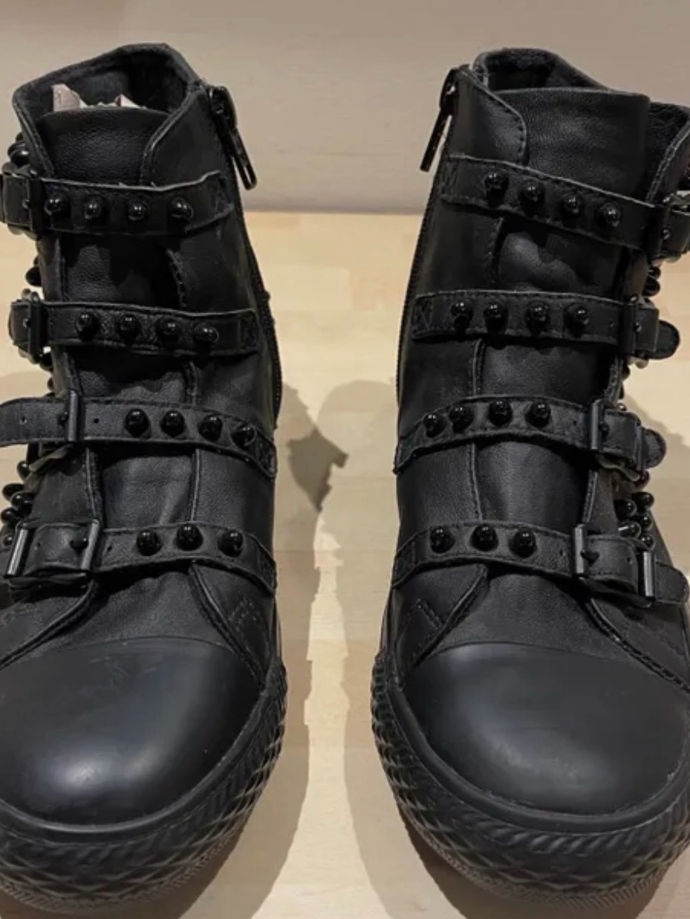 Ash Black Studded Moto High-Top Boots size 36